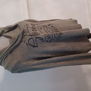 By Designs Women's "Be Strong And Courageous" Gray LS Cowl Neck Top GUC Large
